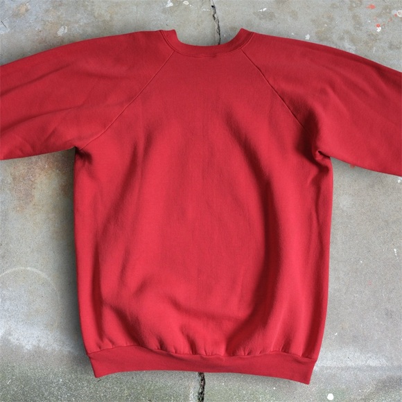 Vintage 80s Don’t Worry Be Happy Puff Print Crew Neck Sweatshirt Size L/XL - Picture 2 of 5